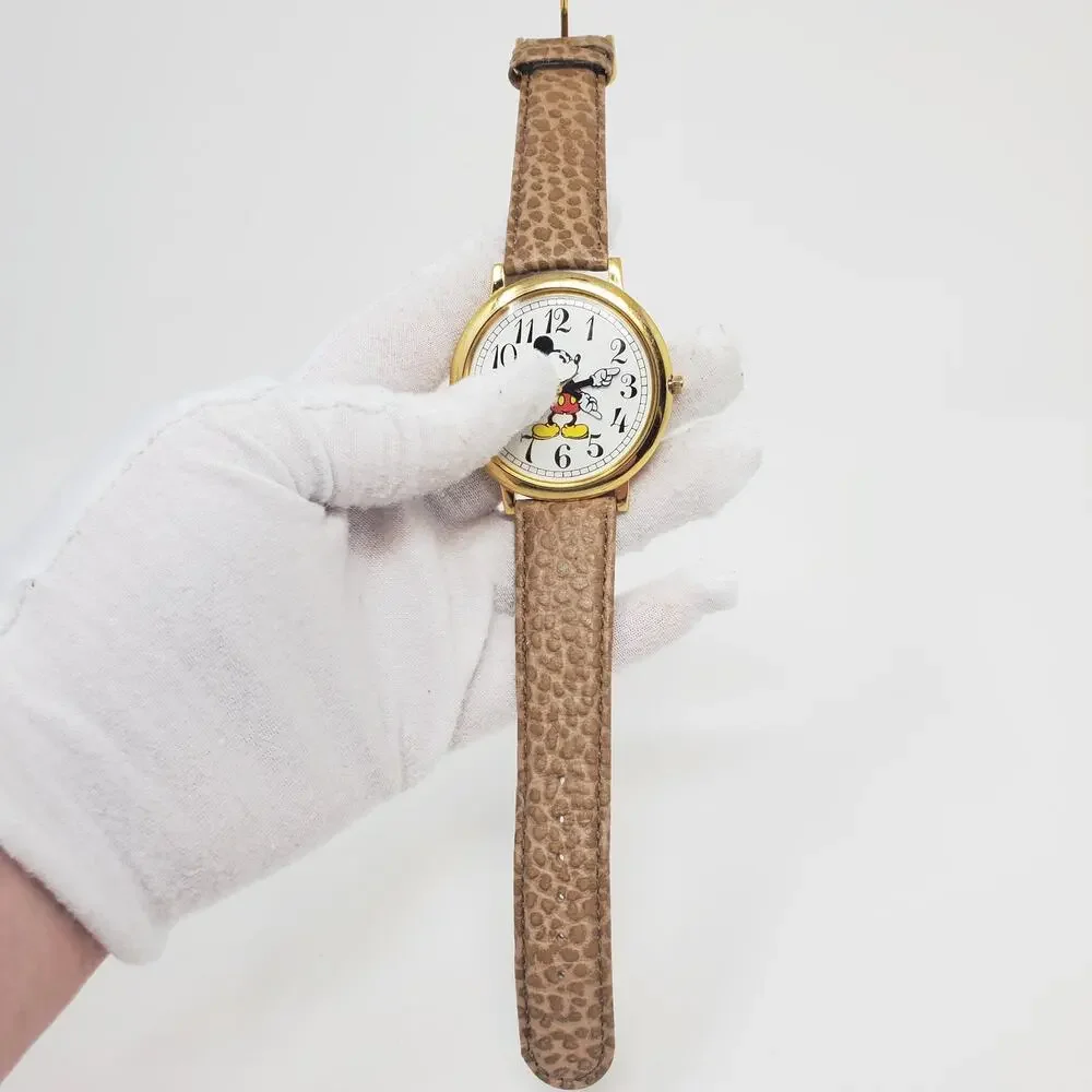 Disney Mickey Mouse Jumbo Gold Toned Watch Cheetah Print